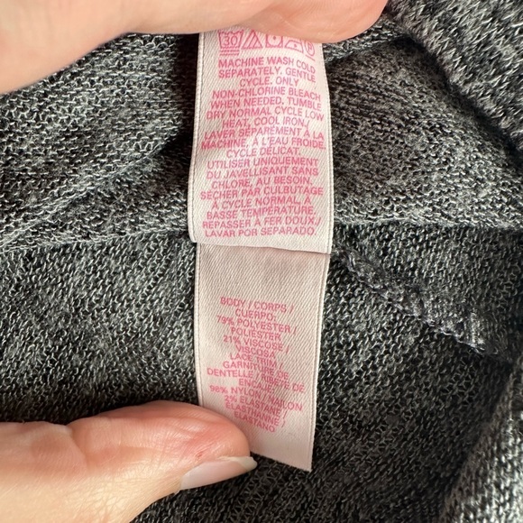 Victoria’s Secret heathered gray lightweight sweatshirt w lace inset Small - Picture 9 of 12